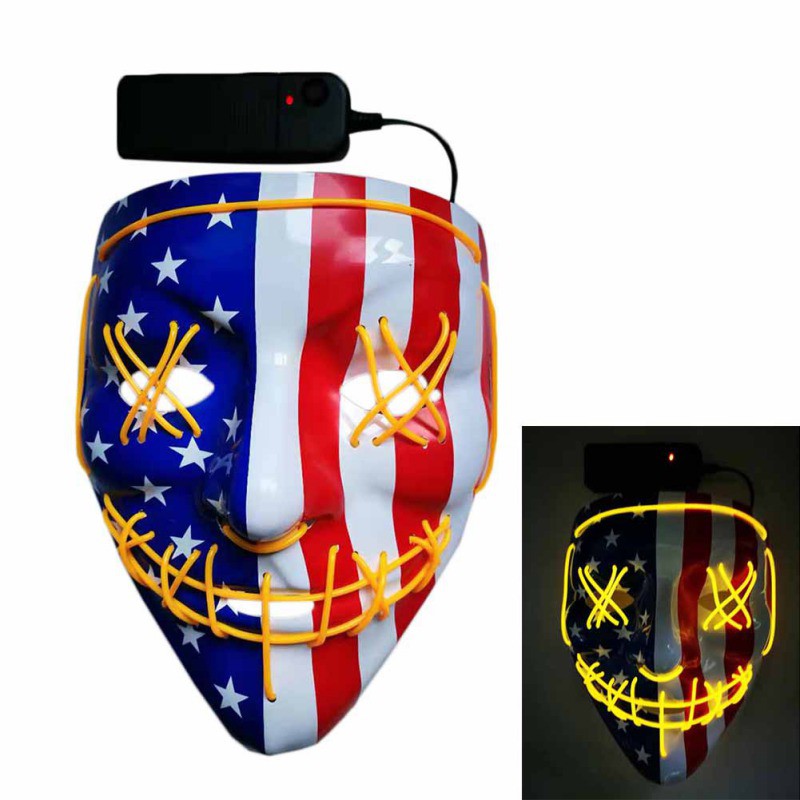 LED Light-Up Halloween Mask – Glowing Neon Party Mask, 10 Colors