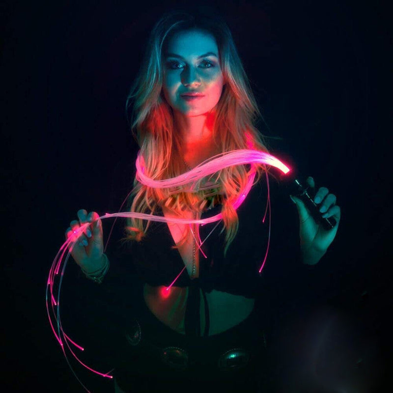 Fiber Optic LED Rave Whip – 360° Light-Up Flow Toy for Festivals