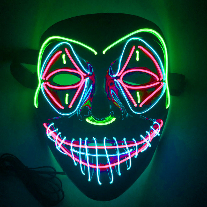 Glowing EL Wire Ghost Mask – Light-Up Scary Halloween Mask
