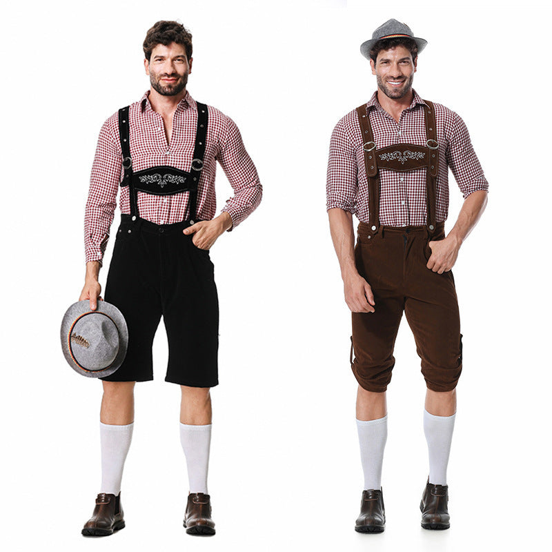 Men's Bavarian Beer Festival Costume – 3-Piece Shirt, Bib Pants & Hat