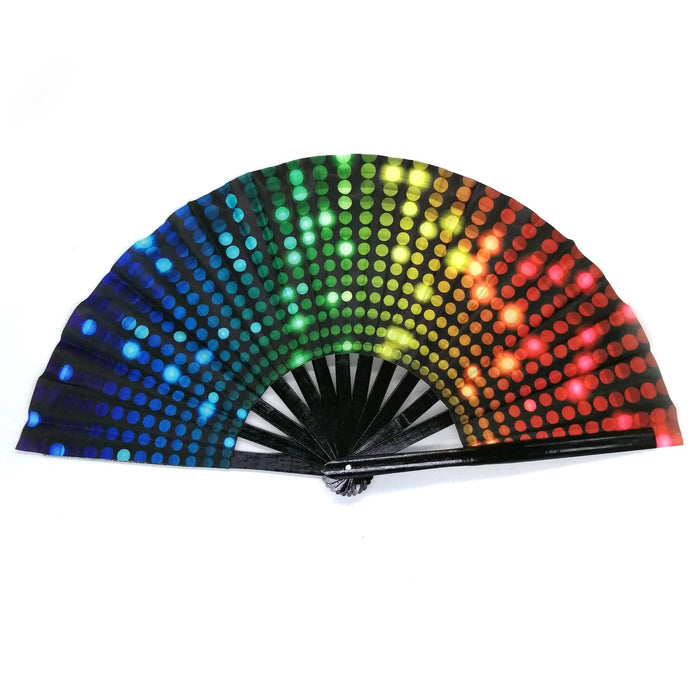 UV Glow Polka Dot Lips Rave Clack Fan – Large Folding Hand Fan