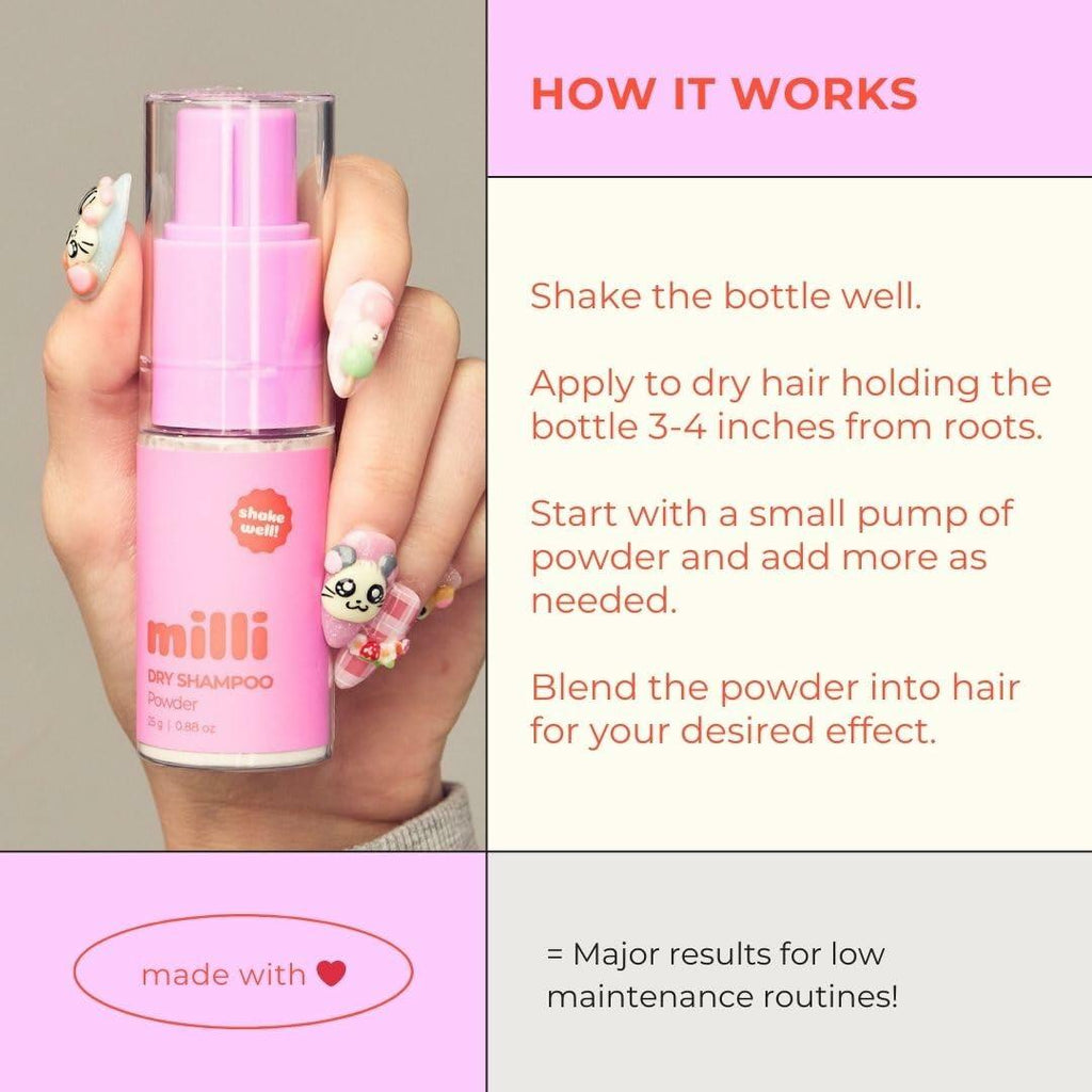 The Milli Method Lemongrass Dry Shampoo Powder, 0.88 oz – Non-Aerosol Travel Size