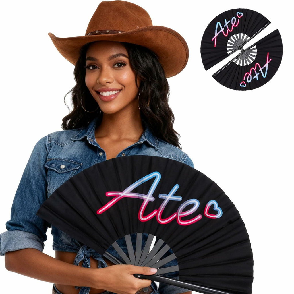 13 Inch Black Line Dancing Clack Fans, 2-Pack – Folding Hand Fans