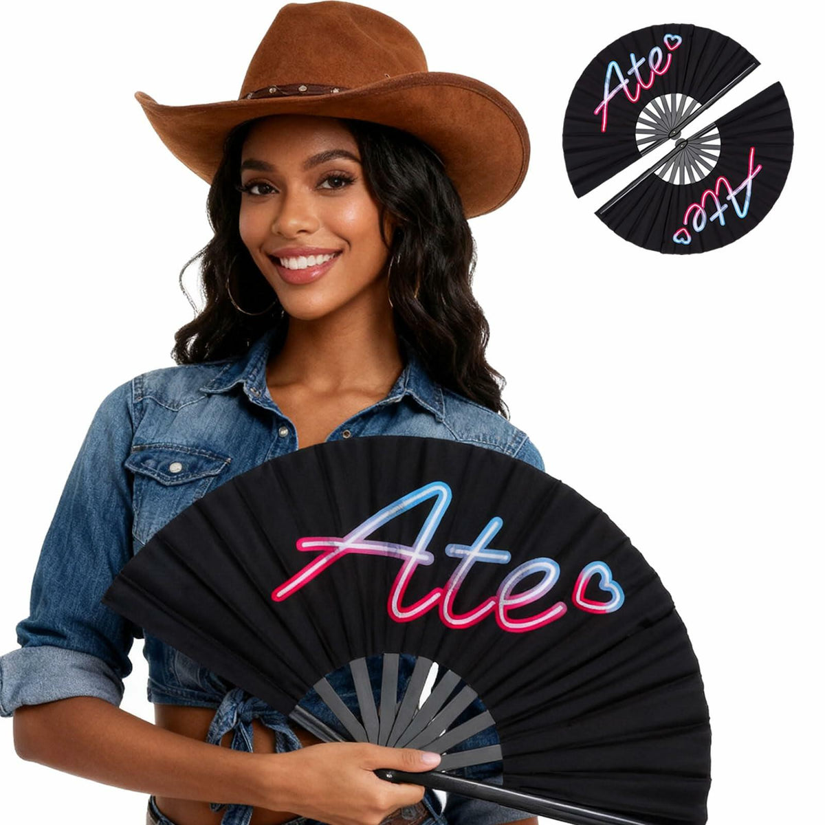 13 Inch Black Line Dancing Clack Fans, 2-Pack – Folding Hand Fans