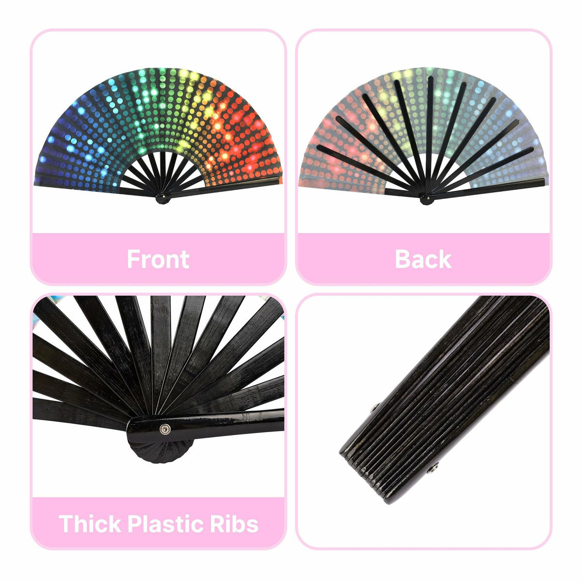 Disco Clack Dance Fans, 13 Inch, 2-Pack – Large Folding Hand Fans