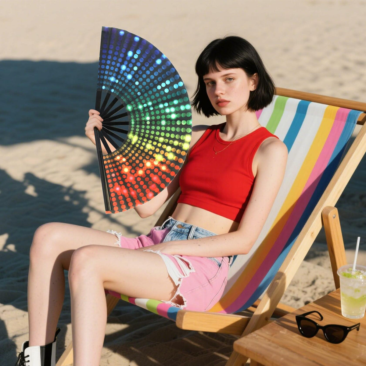 Disco Clack Dance Fans, 13 Inch, 2-Pack – Large Folding Hand Fans