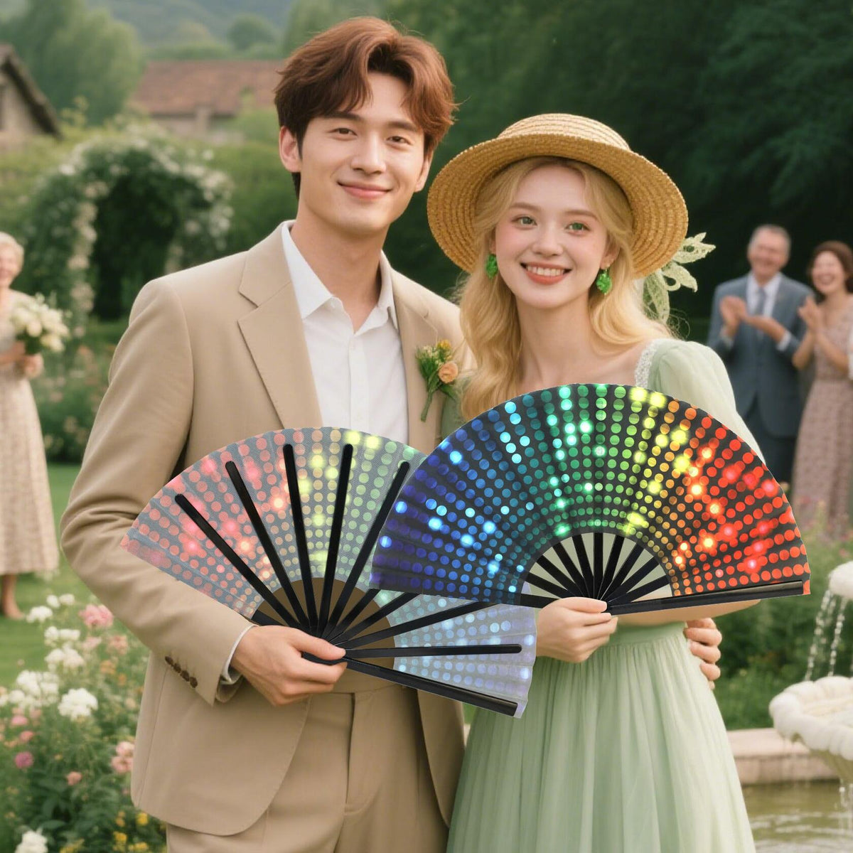 Disco Clack Dance Fans, 13 Inch, 2-Pack – Large Folding Hand Fans