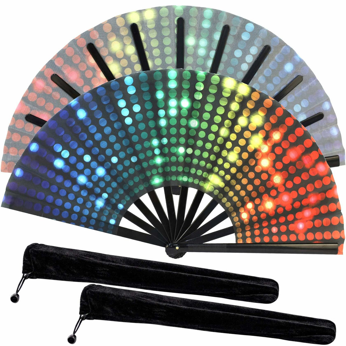 Disco Clack Dance Fans, 13 Inch, 2-Pack – Large Folding Hand Fans