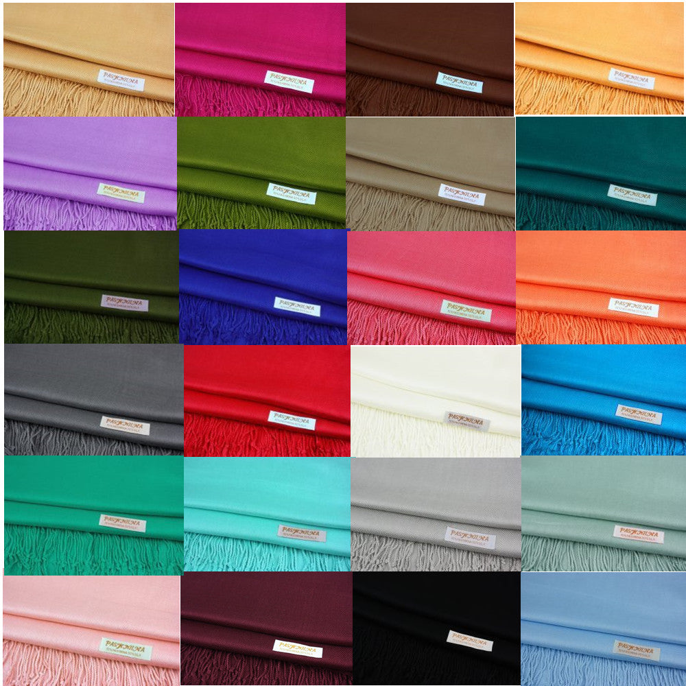 Soft festival pashmina shawl folded in 12 colors